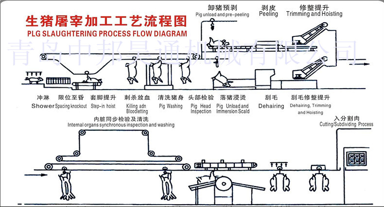 豬屠宰流水線表示圖